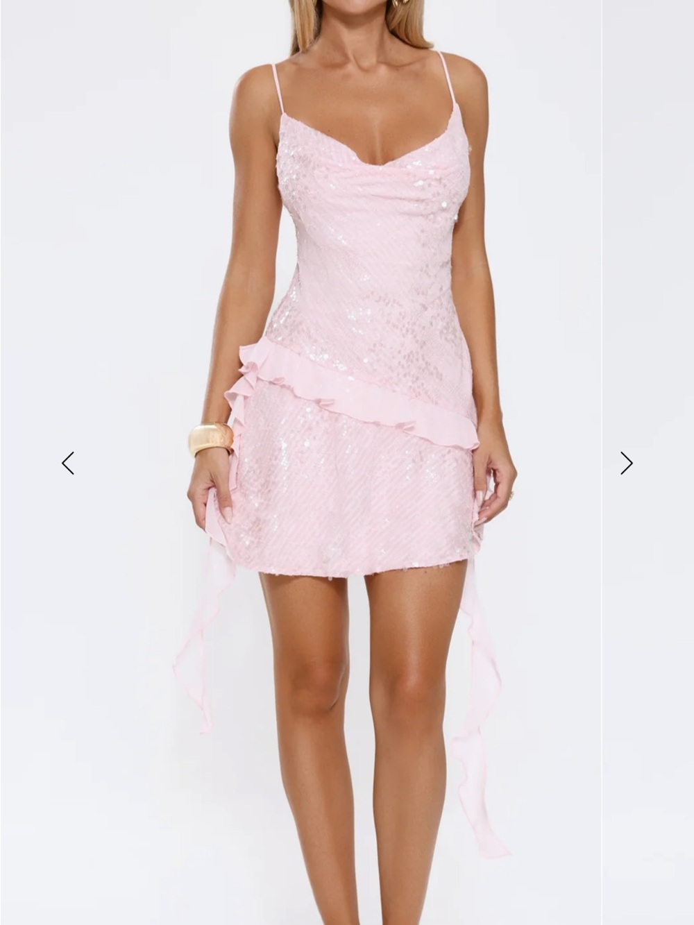 Hello Molly Glitter Glaze Sequin Mini Dress Pink Medium